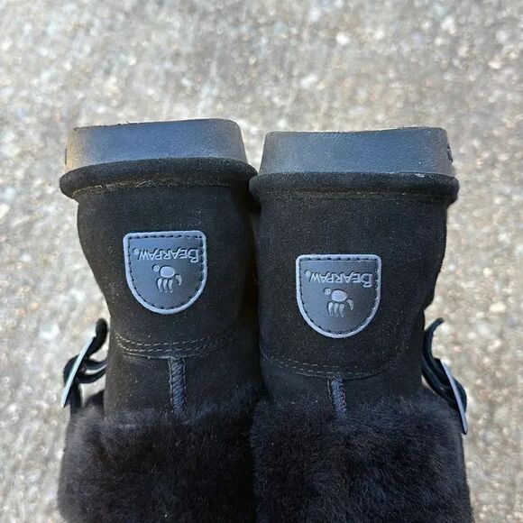 BearPaw Abby Ankle Foldover Boots Black Women’s Size 6 - Picture 9 of 10
